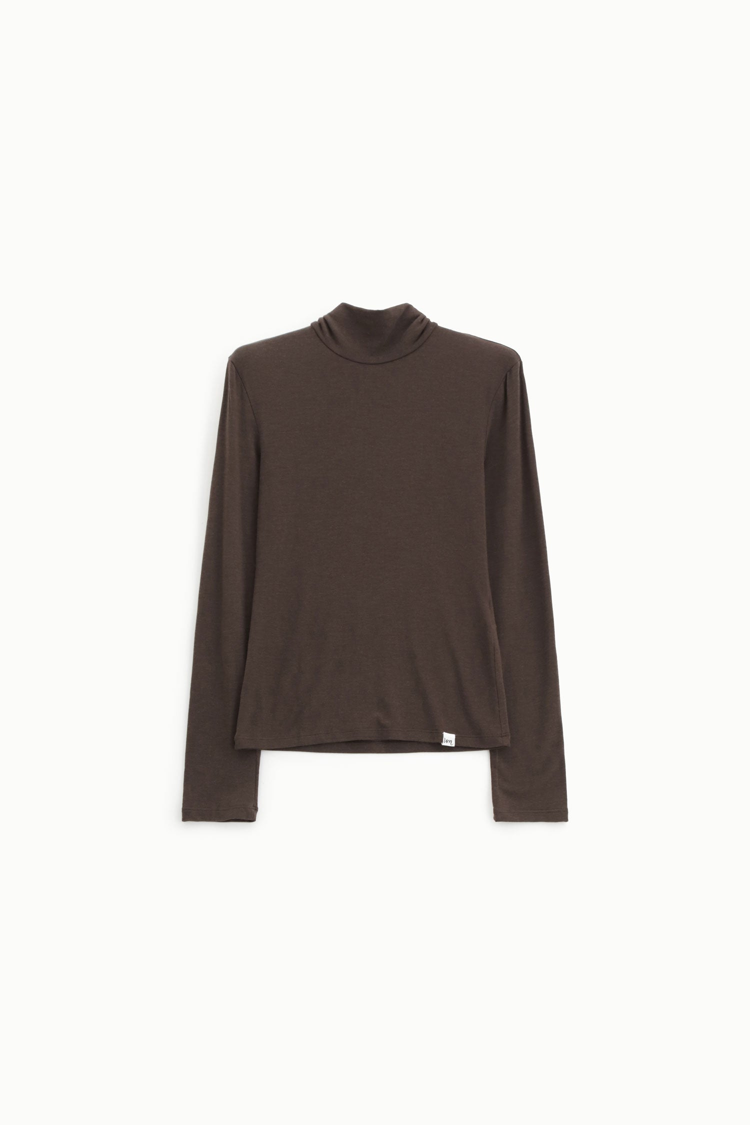 Sous-pull col roulé café en laine et lyocell – Imperial Femme