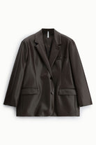 Blazer oversize en cuir synthétique à plat – Marron – Imperial Femme