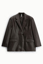Blazer oversize en cuir synthétique à plat – Marron – Imperial Femme