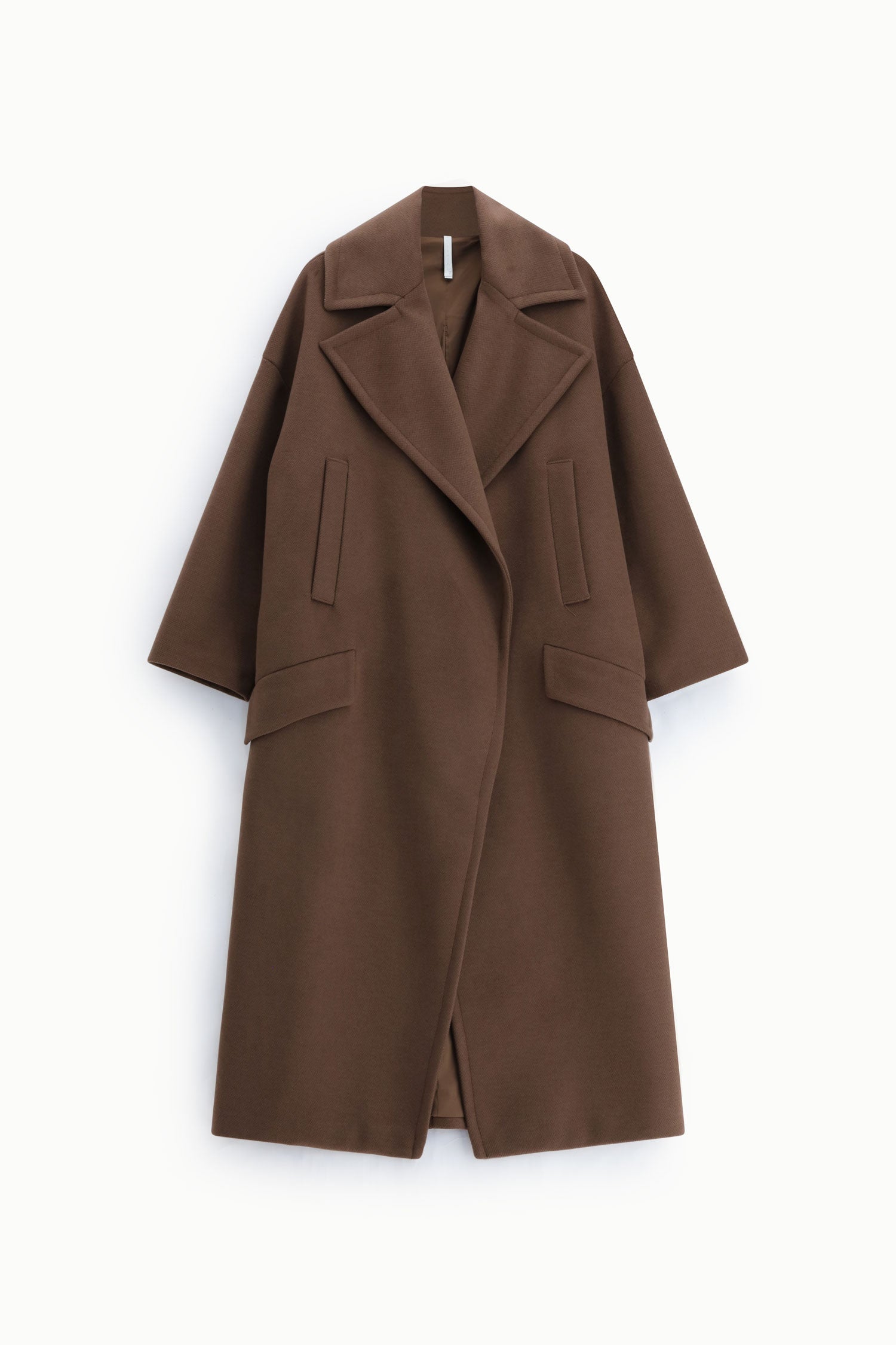 Manteau long oversize à larges revers à plat – Marron – Imperial Femme