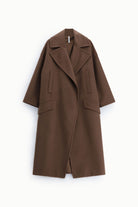 Manteau long oversize à larges revers à plat – Marron – Imperial Femme