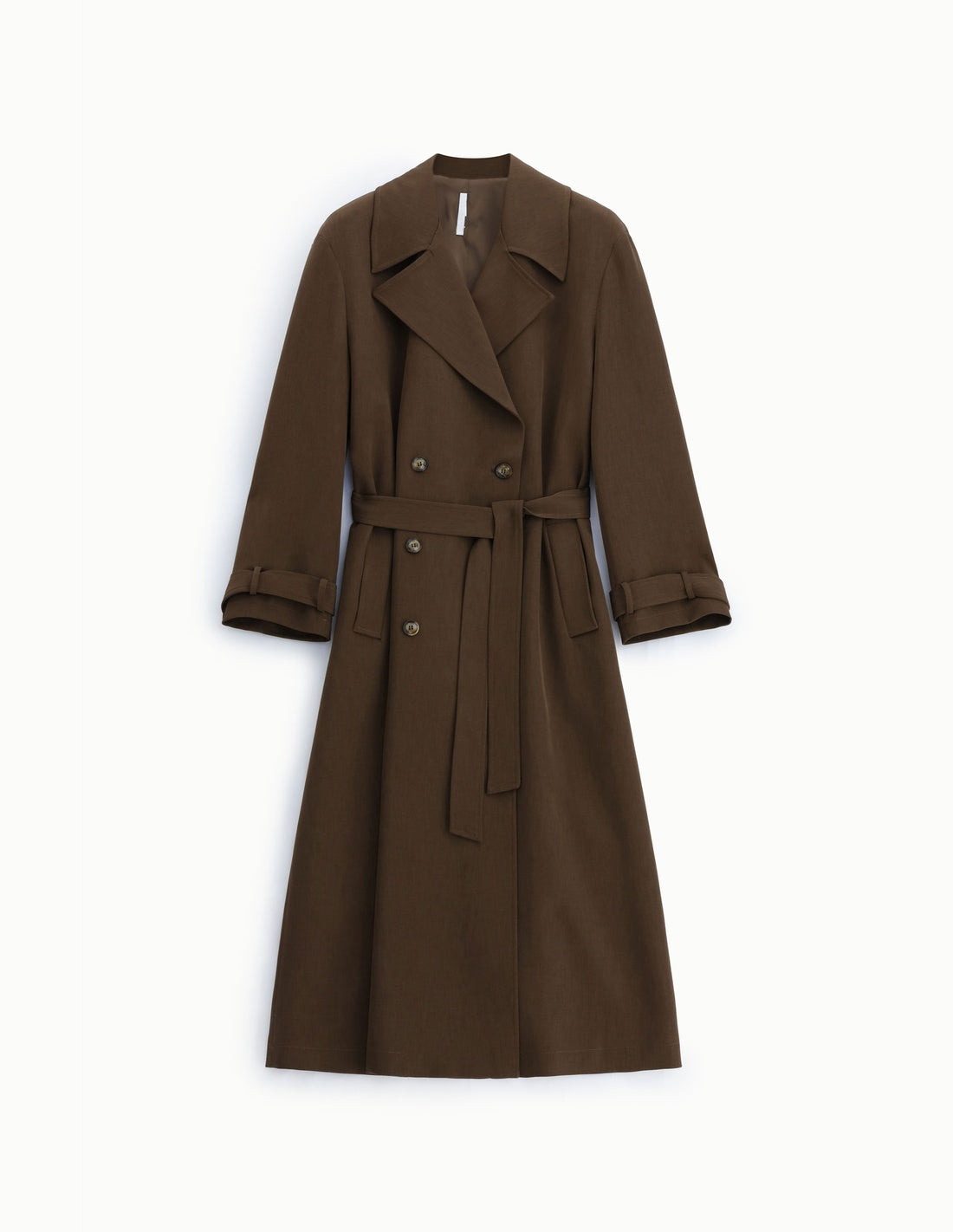 Manteau trench croisé ceinturé, à plat