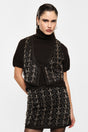 Gilet sans manches à broderie géométrique et dos éco-cuir – Imperial Femme
