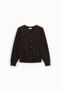 Cardigan col V boutonné en maille fine à plat – Marron – Imperial Homme