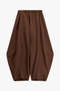 Pantalon baril fluide à taille élastiquée à plat – Marron – Imperial Femme