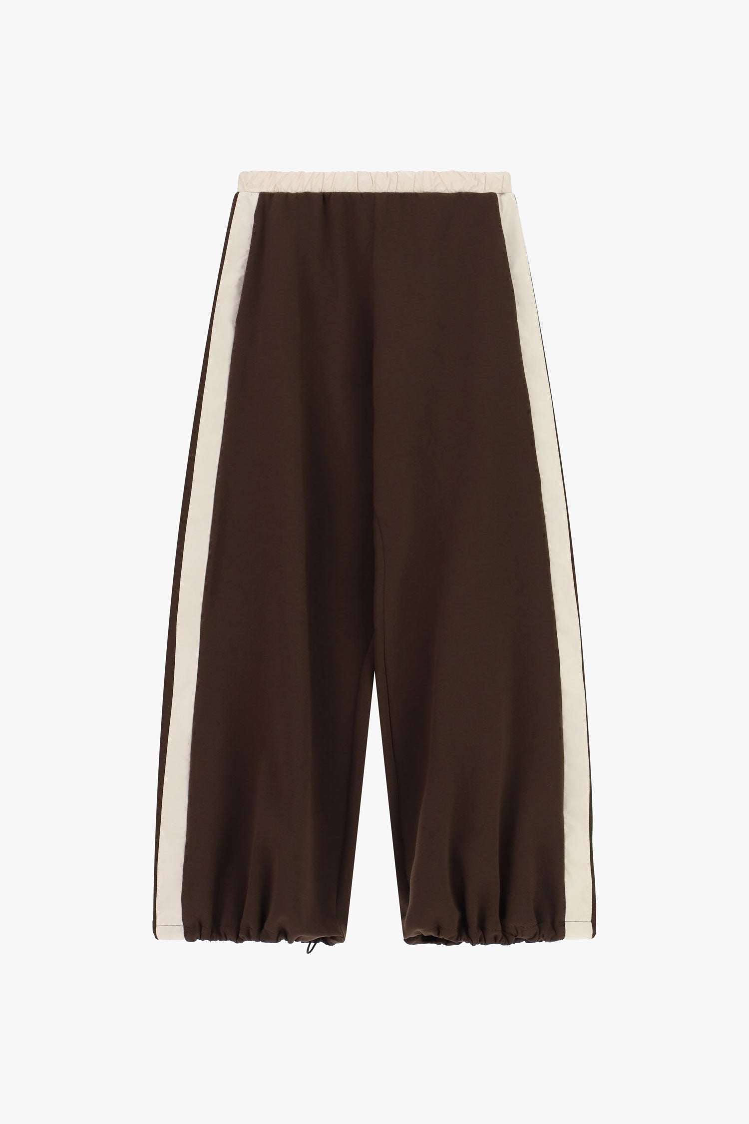 Pantalon large à bandes latérales à plat – Marron – Imperial Femme