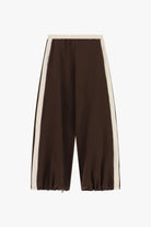 Pantalon large à bandes latérales à plat – Marron – Imperial Femme