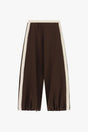 Pantalon large à bandes latérales à plat – Marron – Imperial Femme