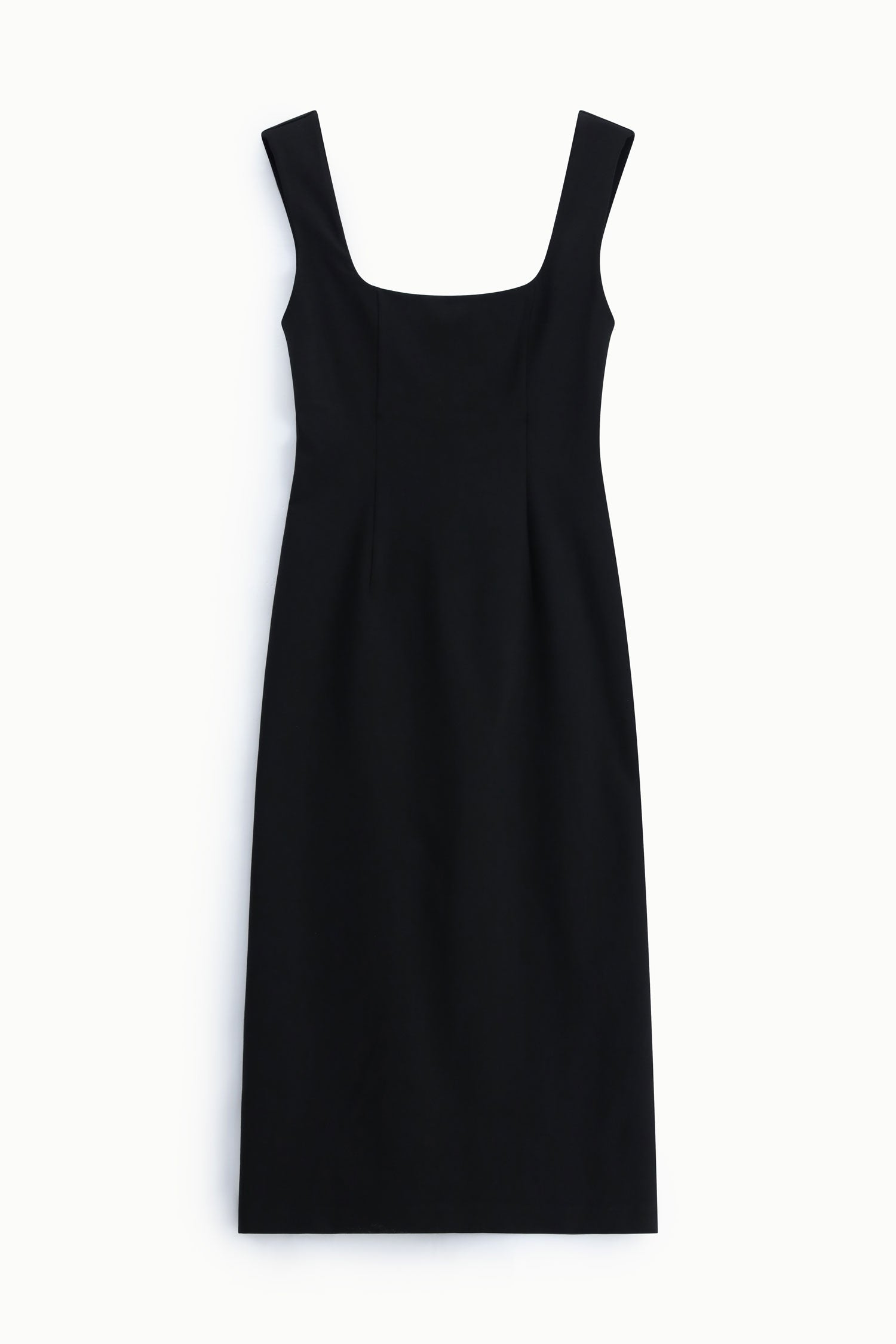 Robe fourreau midi à encolure carrée à plat – Noir – Imperial Femme