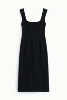 Robe fourreau midi à encolure carrée à plat – Noir – Imperial Femme