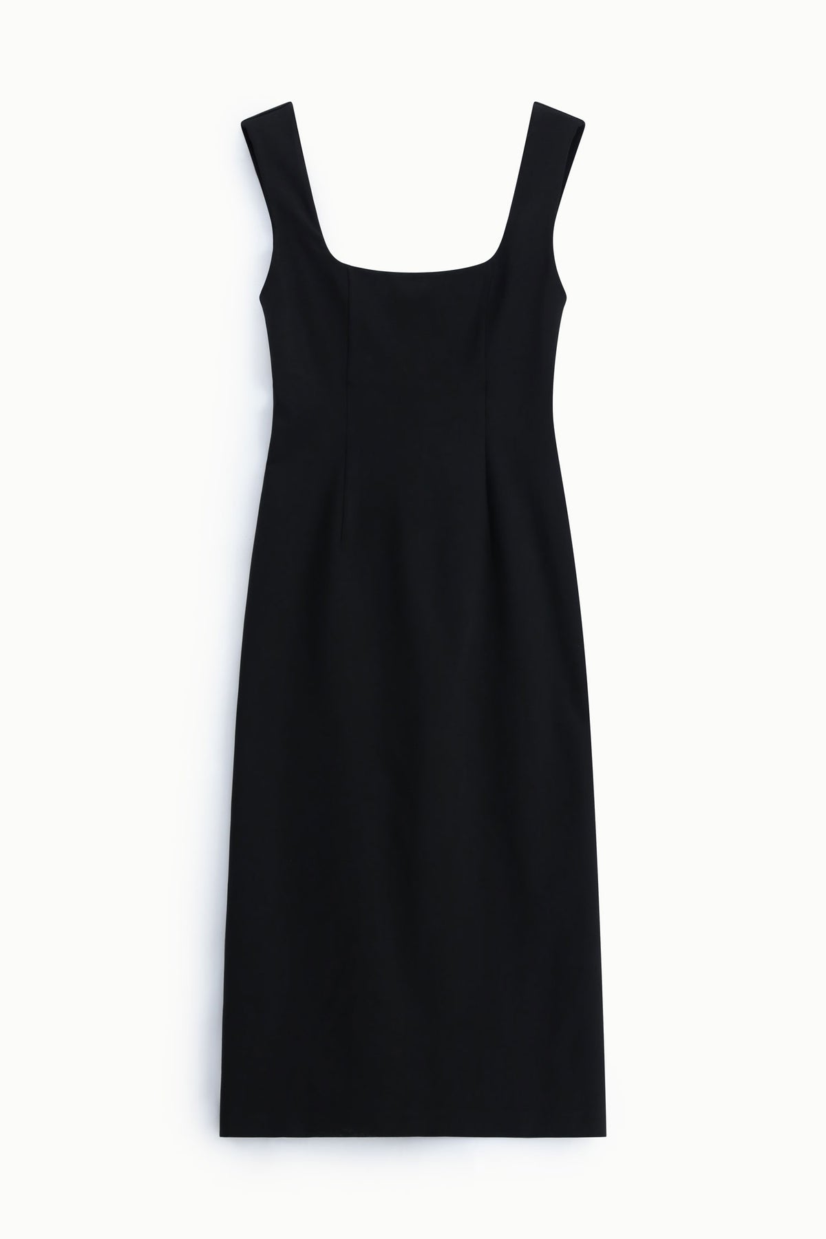Robe fourreau midi à encolure carrée à plat – Noir – Imperial Femme
