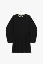 Robe courte manches ballon en tricotine stretch à plat – Noir – Imperial Femme