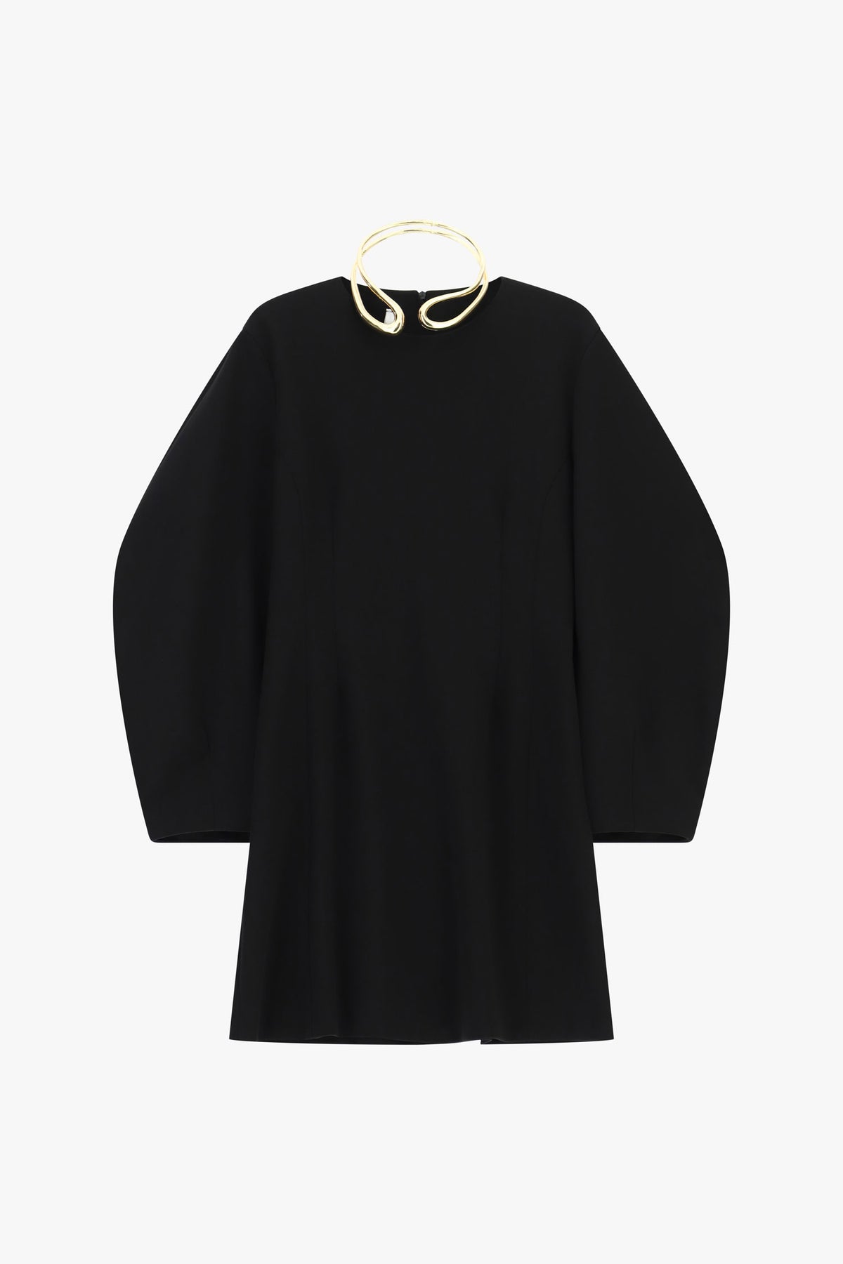 Robe courte manches ballon en tricotine stretch à plat – Noir – Imperial Femme