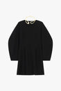 Robe courte manches ballon en tricotine stretch à plat – Noir – Imperial Femme