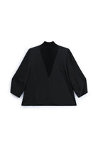 Blouse col montant empiècement transparent à plat – Noir – Imperial Femme