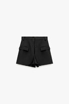 Short taille haute à pans de jupe rapportés à plat – Noir – Imperial Femme