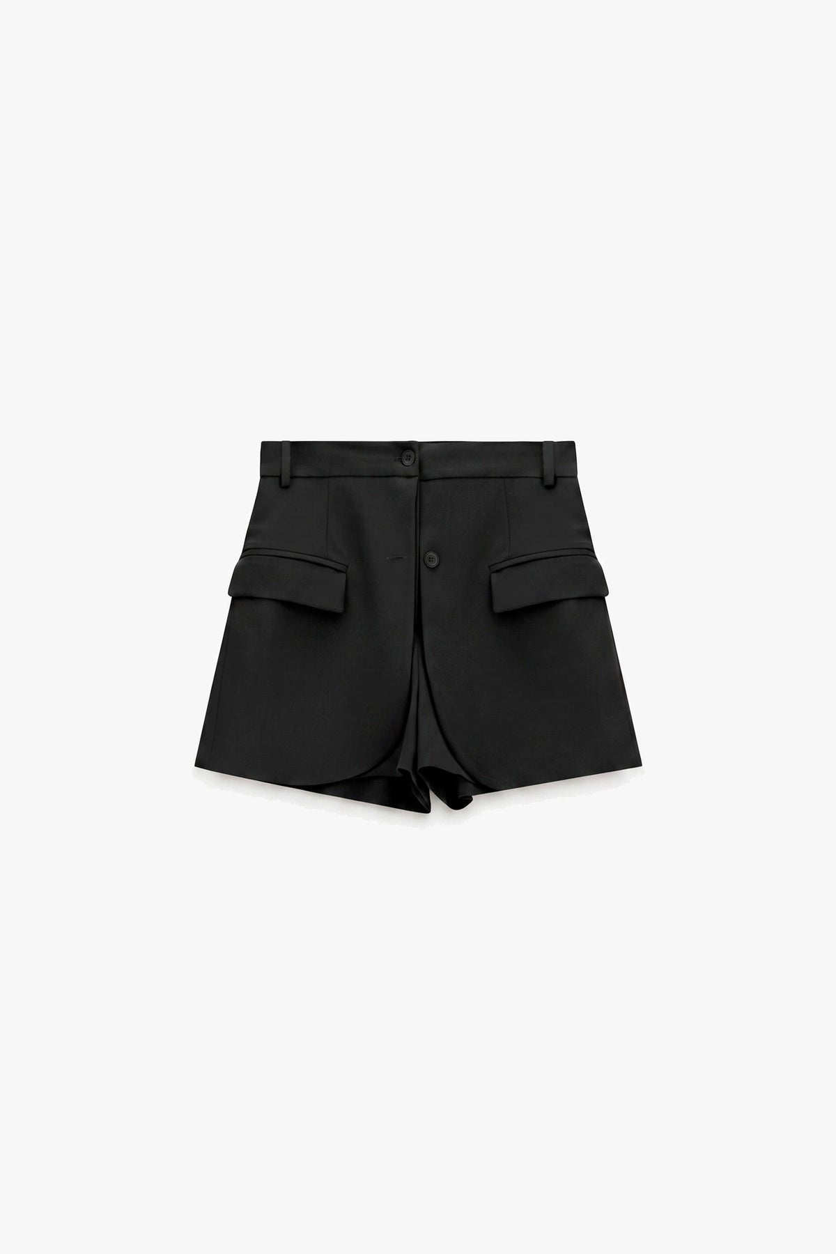 Short taille haute à pans de jupe rapportés à plat – Noir – Imperial Femme