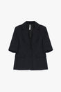 Blazer droit manches courtes col revers crantés, coloris Noir