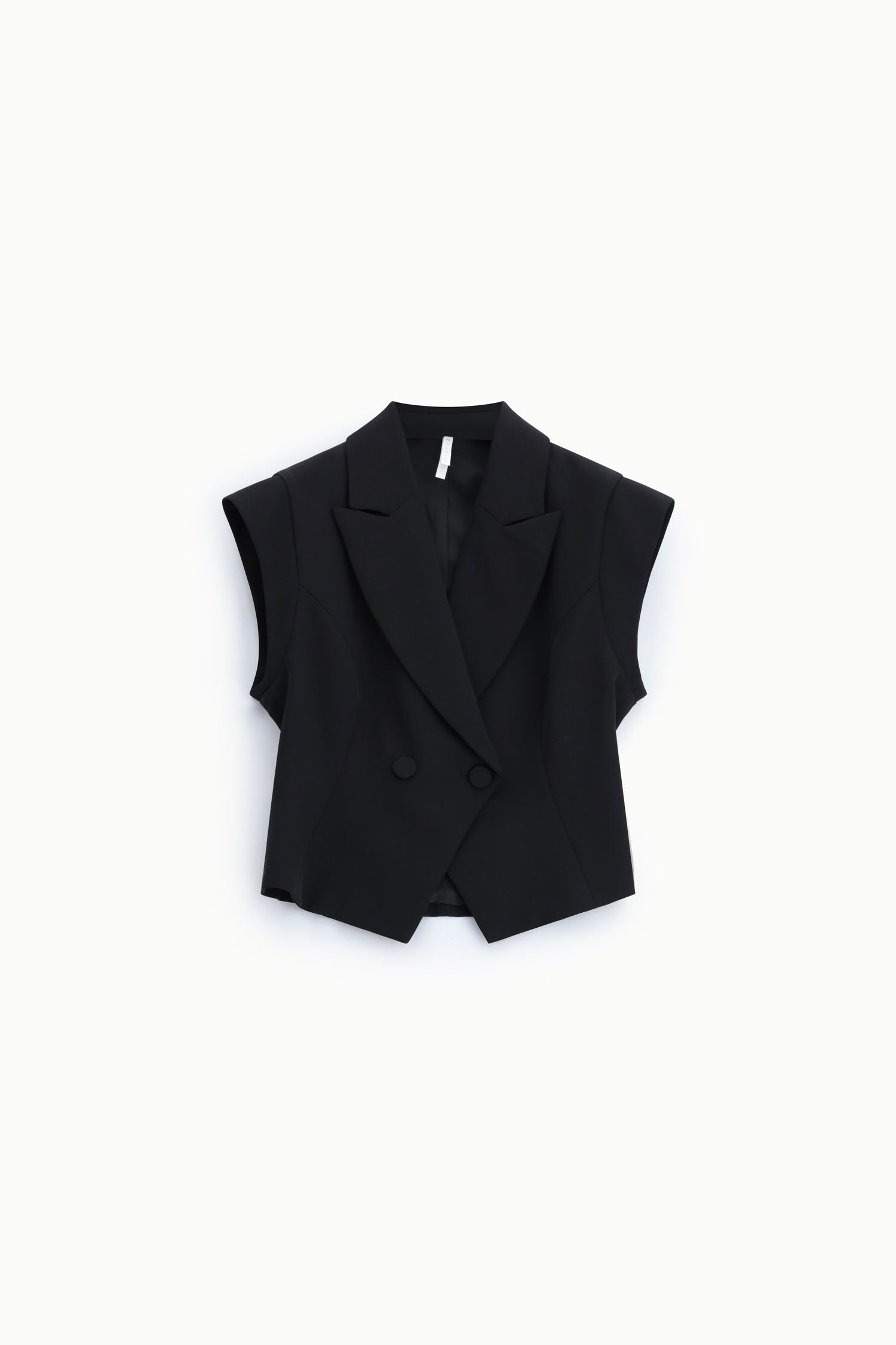 Veste sans manches col revers croisée, coloris Noir