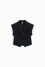 Veste sans manches col revers croisée, coloris Noir