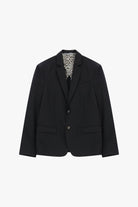 Blazer droit deux boutons doublure fantaisie à plat – Noir – Imperial Homme
