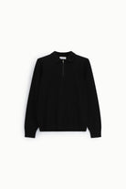 Pull col polo zippé en maille fine à plat – Noir – Imperial Homme