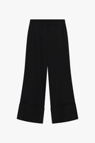 Pantalon palazzo taille haute revers large, coloris Noir
