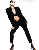 Corsaire de tailleur à pli marqué porté, dos – noir – Imperial Femme