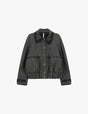 Blouson court chiné à col frangé, à plat