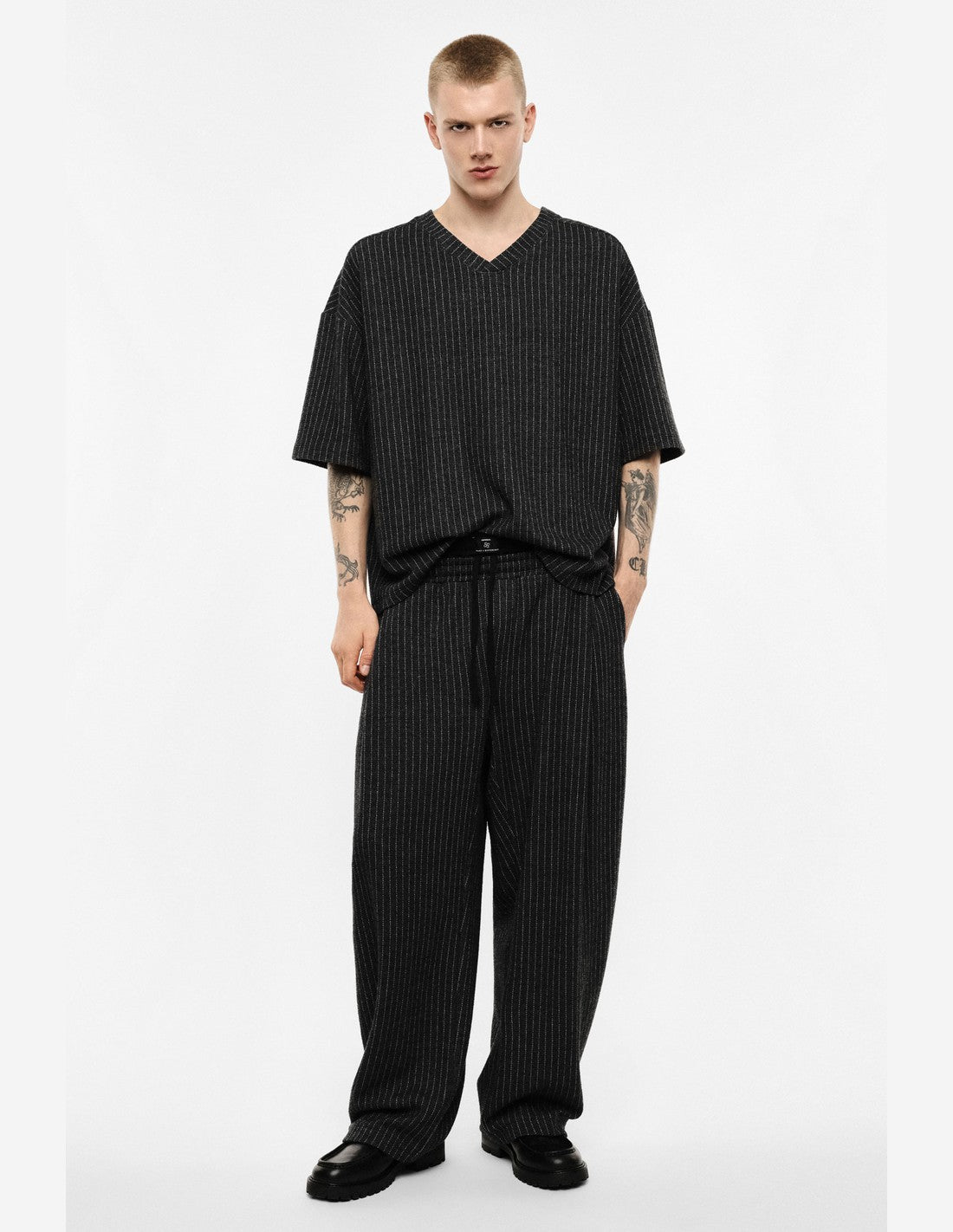 Pantalon baggy rayé taille haute Imperial Homme, porté de face
