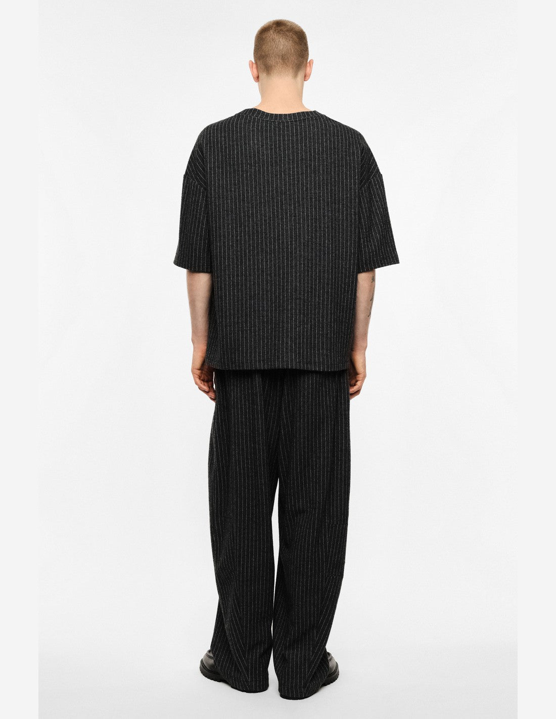 Pantalon baggy rayé taille haute Imperial Homme, porté de dos