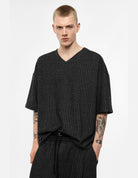 T-shirt rayé ample col V Imperial Homme, détail porté