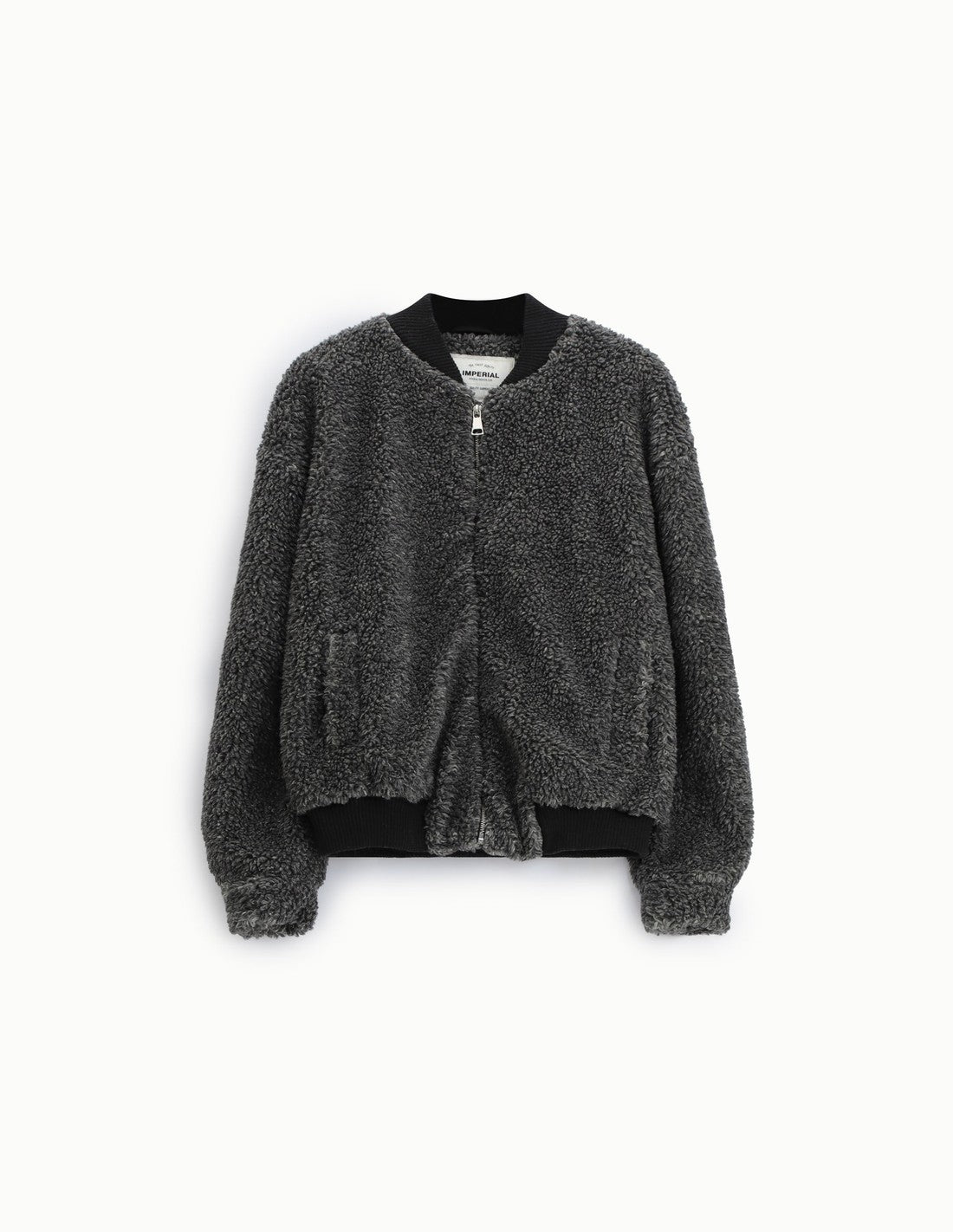 Blouson bomber zippé à bords côtes en laine mélangée Imperial Homme, à plat