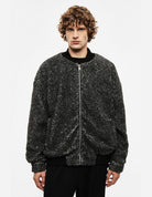 Blouson bomber zippé à bords côtes en laine mélangée Imperial Homme, porté de face
