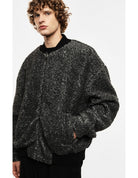 Blouson bomber zippé à bords côtes en laine mélangée Imperial Homme, porté de profil