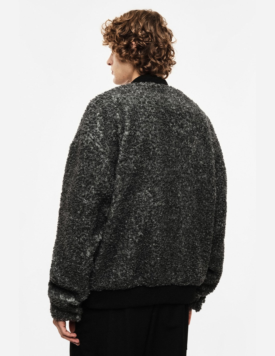 Blouson bomber zippé à bords côtes en laine mélangée Imperial Homme, porté de dos