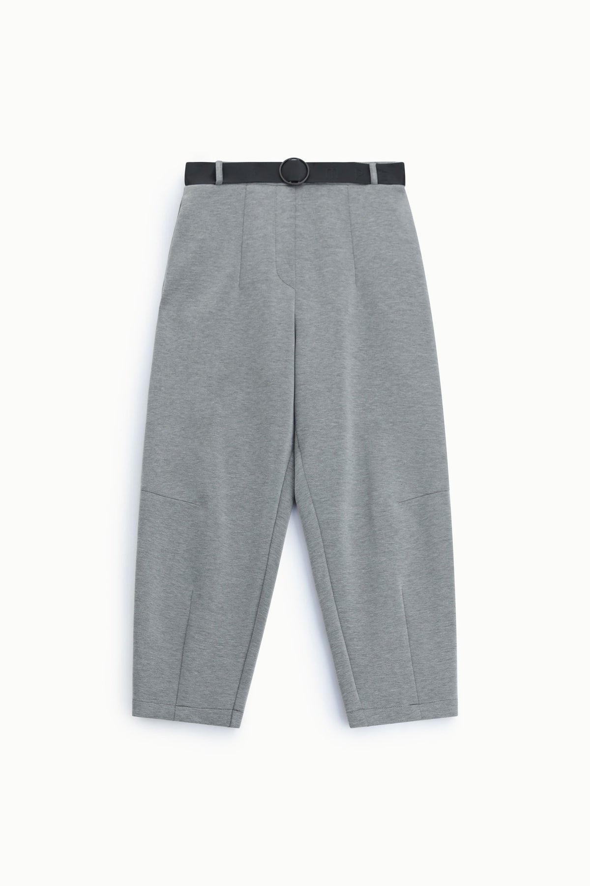 Pantalon balloon ceinturé en point de Milan à plat – Gris foncé – Imperial Femme