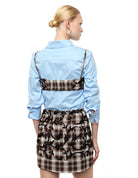 Top stretch porté, dos – écru et marron – Imperial Femme