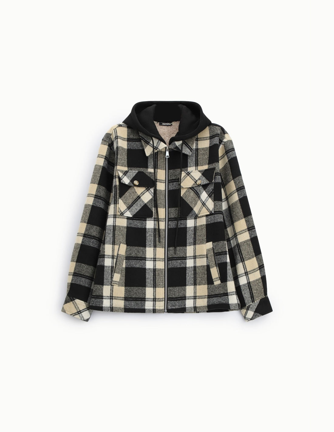 Blouson zippé à carreaux, à plat