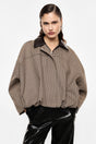 Blouson court pied-de-poule col éco-cuir croco – Imperial Femme