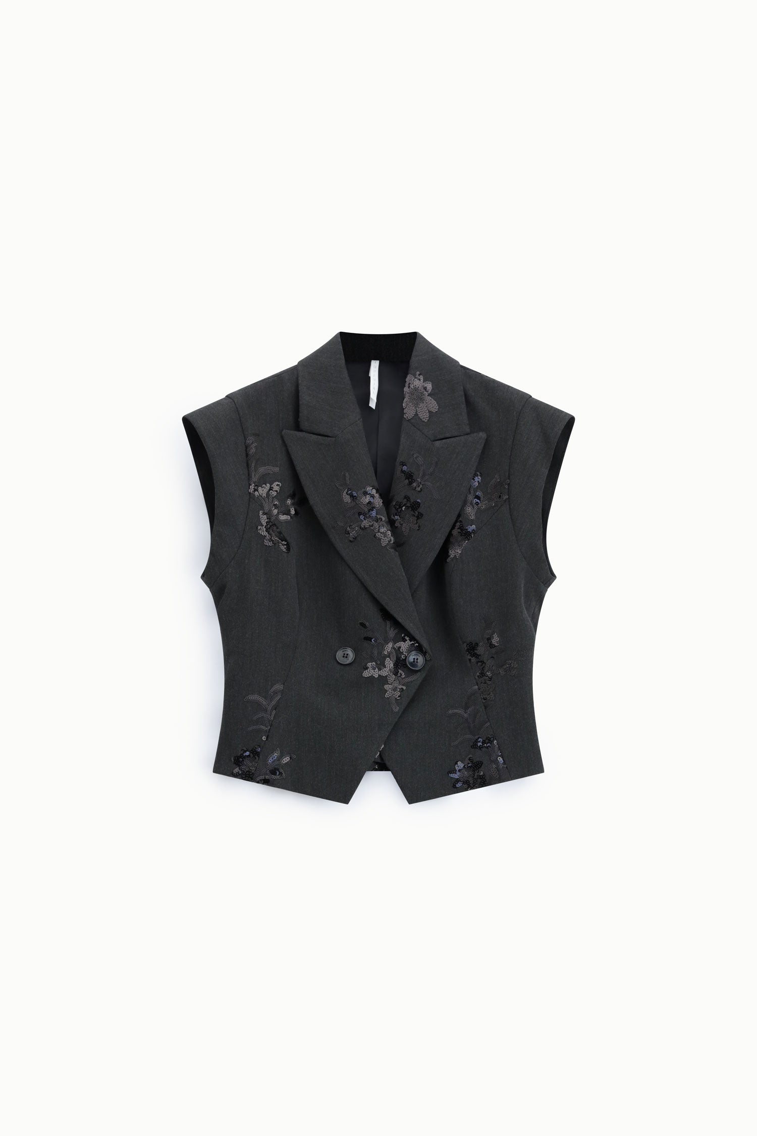 Gilet de tailleur croisé à motif floral en relief à plat – Imperial Femme