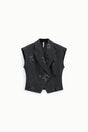 Gilet de tailleur croisé à motif floral en relief à plat – Imperial Femme