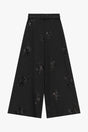 Pantalon large ceinturé à motif floral en relief à plat – Imperial Femme