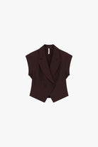 Veste sans manches col revers croisée à plat – Bordeaux – Imperial Femme