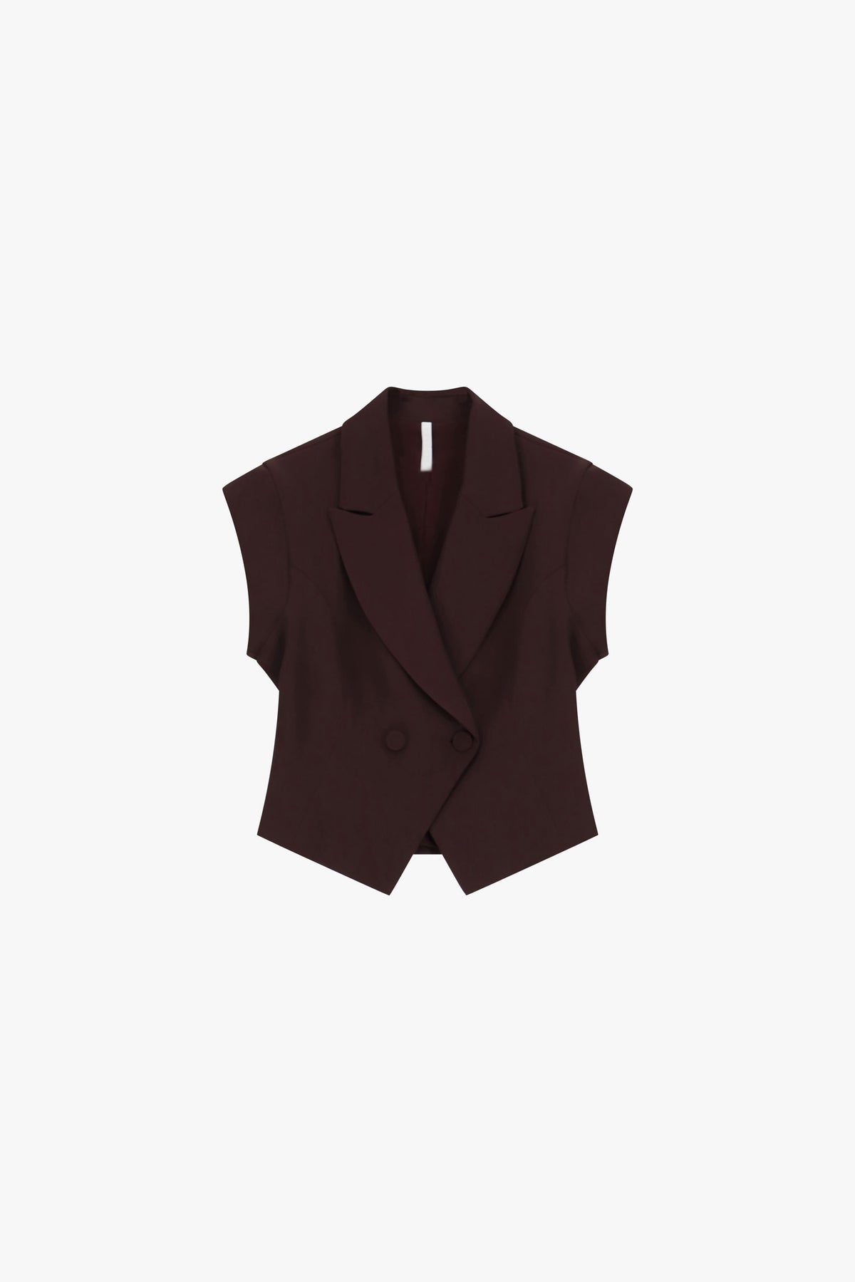 Veste sans manches col revers croisée à plat – Bordeaux – Imperial Femme