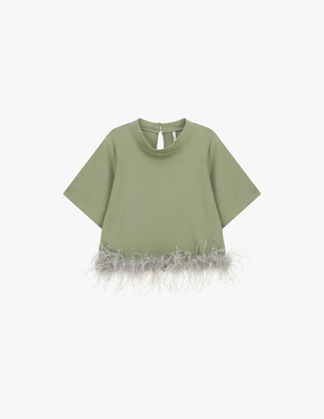 T-shirt à plumes en jersey point de Milan, à plat