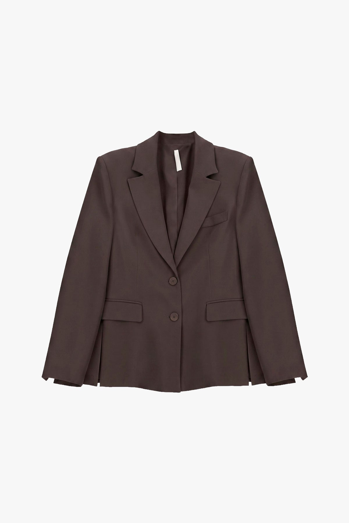 Blazer poches à rabat en crêpe fluide à plat – Marron – Imperial Femme
