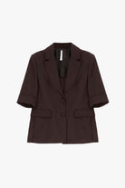 Blazer droit manches courtes col revers crantés à plat – Marron – Imperial Femme