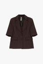 Blazer droit manches courtes col revers crantés à plat – Marron – Imperial Femme