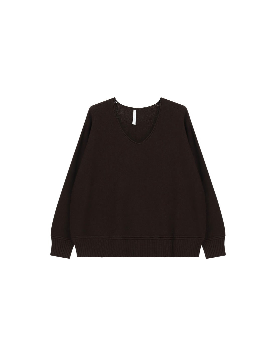 Pull col V ample en maille fine, à plat